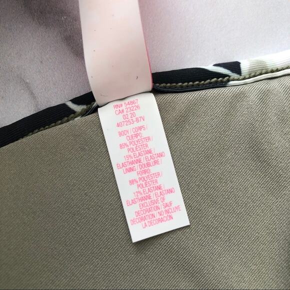 Victoria’s Secret olive green black floral print camp string bikini top pleated - Picture 6 of 6